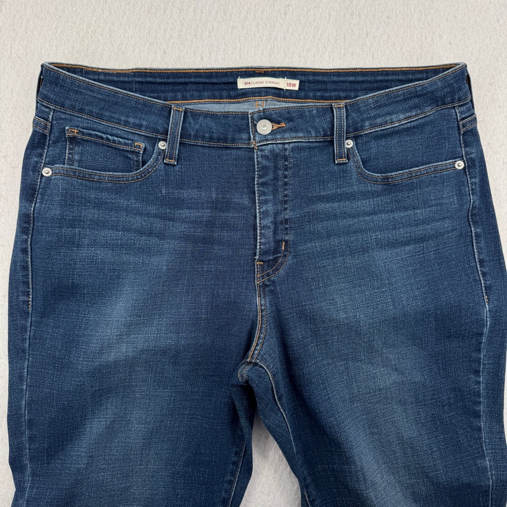 Levis 414 Classic Straight Leg Jeans Women Size 18W (38x32) Med Wash Blue Denim